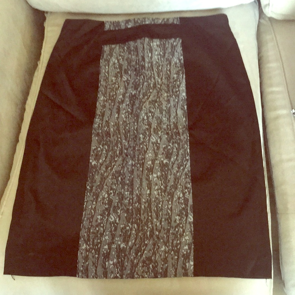Silk and gray panel pencil skirt. Size 6.